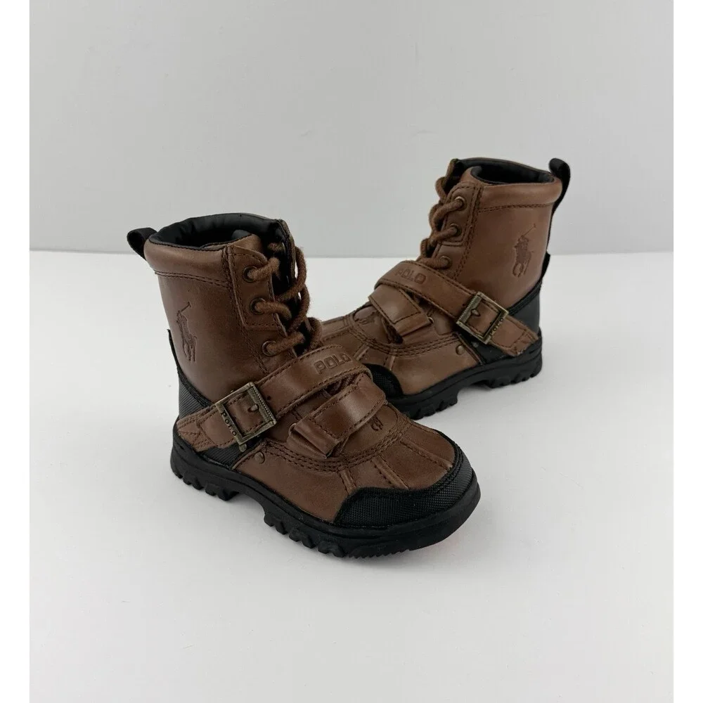 NEW Polo Ralph Lauren Shoes Brandy Holden Leather Hi Brown Boots TODDLER Sz 7 C